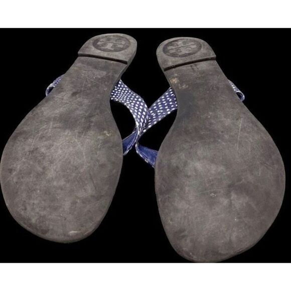 Tory Burch Thora Polka Dot Snake Print Sandals Womens Sz 9 Ultramarine - Picture 6 of 9